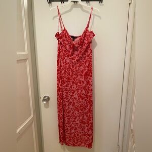 QED London Floral Pink Dress with Tie Front